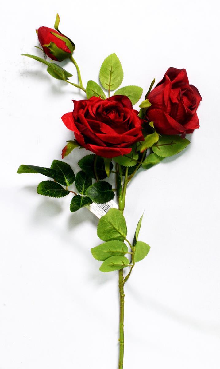 RAMO 2 ROSAS CON UN CAPULLO Y HOJAS. 5 COLORES: ROJO. BLANCO. CELESTE. ROSA. AMARILLO